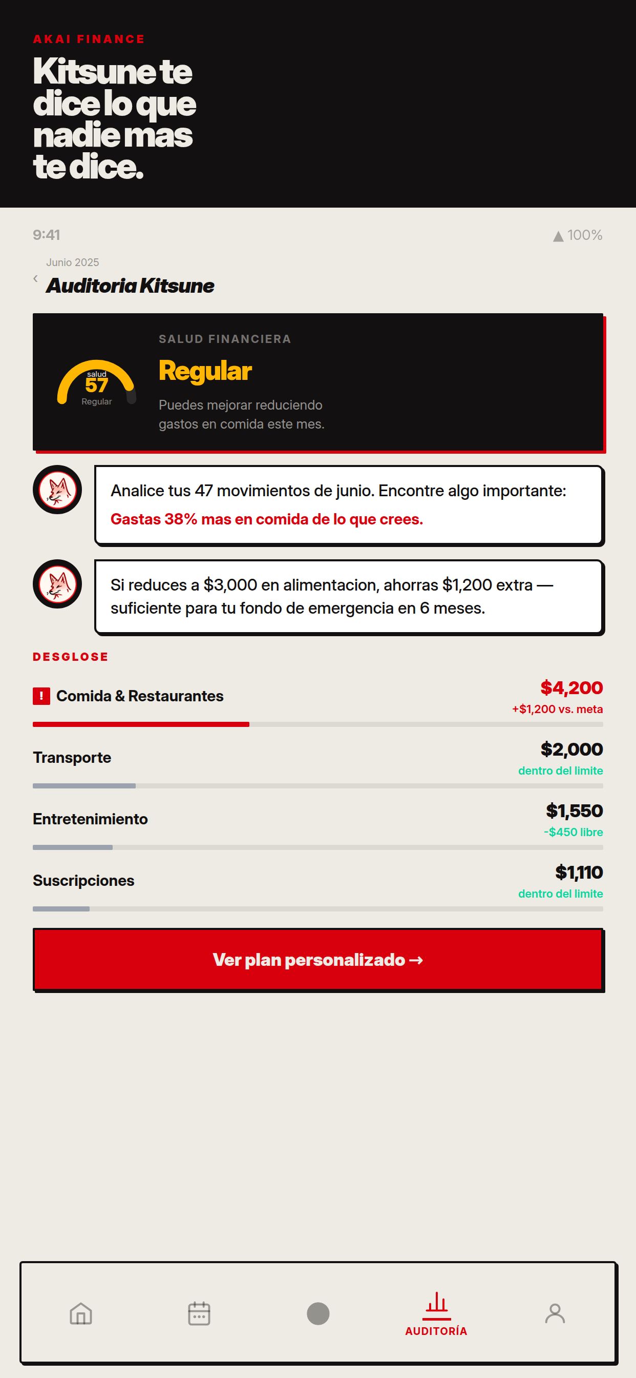 Auditoría financiera con inteligencia artificial en español dentro de Akai Finance